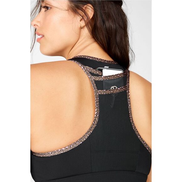 FABLETICS Women’s Black with Leopard Print Trim Trinity High Impact Sports Bra S - Picture 3 of 6